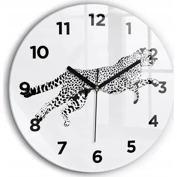 Hodiny Tiché foto hodiny na zeď Silueta pantera kulatý černé ručičky průměr 60 cm