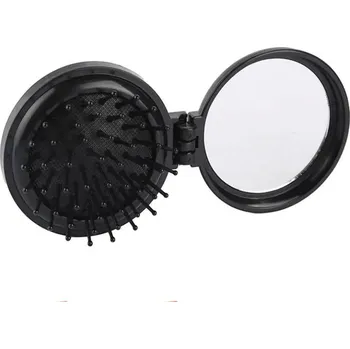 Masážní přístroj Skládací masážní hřeben se zrcátkem - černá