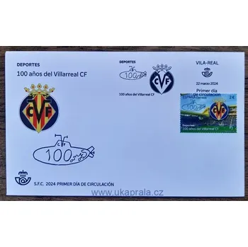 Sběratelství ŠPANĚLSKO FDC, fotbal, 100 let Villarreal CF, R. 2024