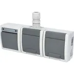 Famatel ATLAS IP65 Přepínač č.6+zásuvka 2x 2P+P, 2-násobná vodorovně s vývodkou M20,na povrch,šedá