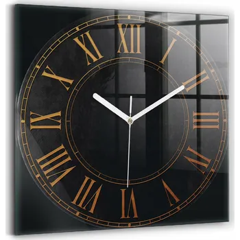 Hodiny Velké nástěnné hodiny z tvrzeného skla s grafikou - Tiché - Staré římské číslice