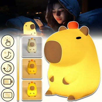 Noční světlo NOČNÍ SVĚTÝLKA S KAPIBAROU, SILIKONOVÁ NOČNÍ LAMPA PRO DĚTI DO LOŽNICE