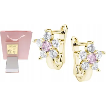 Náušnice Zlaté náušnice s anglickým zapínáním, motiv růžových květů, SVATÉ PŘIJÍMÁNÍ, KŘEST, možnost GRAVÍROVÁNÍ, stříbro 925