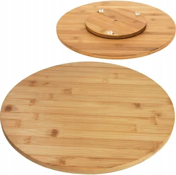 Kuchyňské prkénko Otočné prkénko na servírování jednohubek sýrů, uzenin, pizzy, bambusový, 35 cm