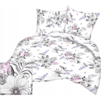 Povlečení Krepové povlečení 160x200 velké šedé květy na bílém