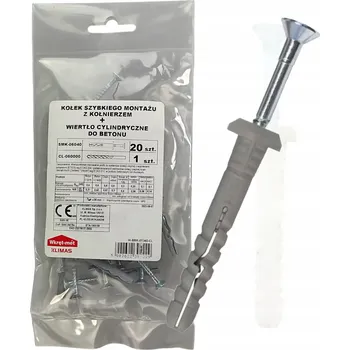 Vrták Natloukací hmoždinky s límcem 20ks W-SMK 6x40 + vrták