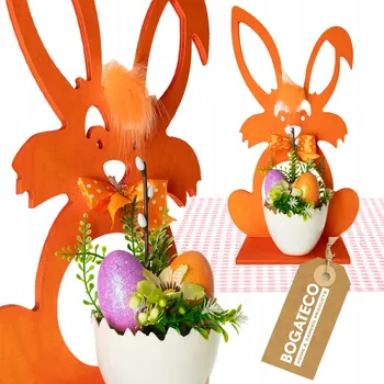 Velikonoční dekorace BOGATECO VELIKONOČNÍ DEKORACE 37CM ZAJÍC, POMERANČOVÁ BARVA