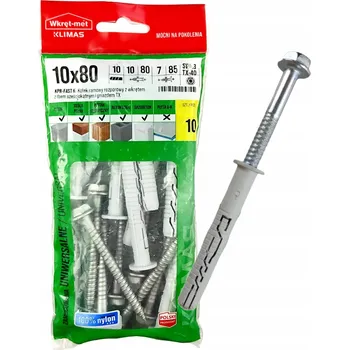 Vrták Hmoždinky do betonu Wkręt-Met 10 x 80 mm 10 ks