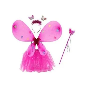 Karnevalový kostým Strój wróżki ze skrzydłami motyla różowy