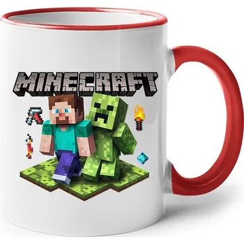 Keramický hrnek - Minecraft 2, Barva Červená, Velikost 330 ml, Canvas Keramický hrnek s barevným uchem Bezvatriko.cz 2922