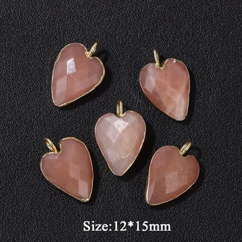 Přívěsek Přírodní přívěsek ve tvaru srdce | šperky ruční výroba 2 ks - Č.3 Sluneční kámen