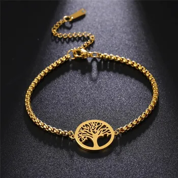 Řetízek Strom života ocelový náramek | řetízek - B Zlato