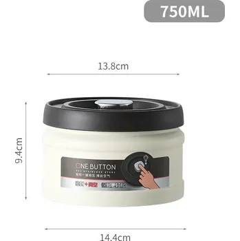 Dóza na potraviny Vakuová dóza na kávu z nerezové oceli | vzduchotěsná nádoba - Bílá - 750 ml