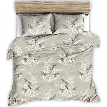 Povlečení Krepové povlečení 160x200, vzor větvičky na béžovém pozadí
