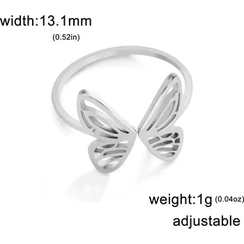 Prsten Nastavitelný prsten s motýlem | Dámský šperk - Ocel