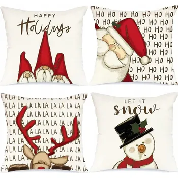 Povlak na dekorativní polštářek Vánoční Povlaky na Polštáře 4 Kusy Bílé 40 x 40 cm