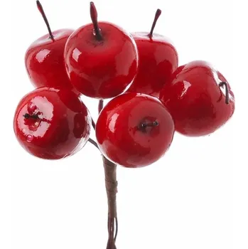 umělá květina Jablíčka na drátku 6 kusů červené