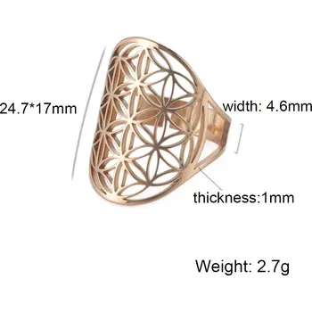 Prsten Nastavitelný prsten květ života | dámský šperk - Barva G-Rose Gold