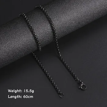 Řetízek Pánský ocelový řetízek 60 cm | pánský náhrdelník - 3mm černý řetízek