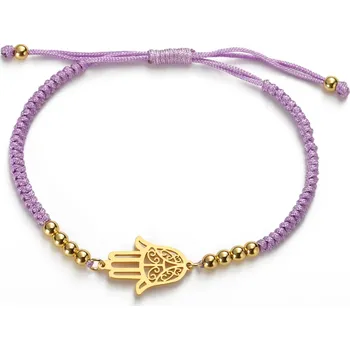 Náramek Náramek Hamsa amulet | šperky - Korálky fialové lano