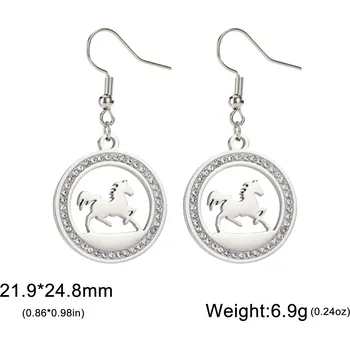 Náušnice Náušnice s koněm a zirkonem | stylové šperky 2 ks - Zirkonová ocel