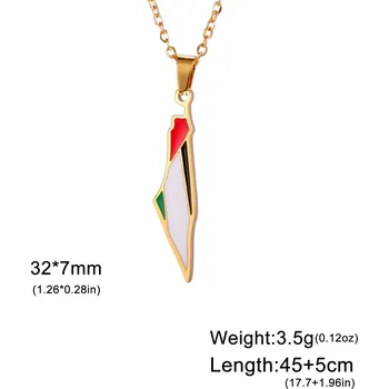 Náhrdelník Cazador ocelový náhrdelník s přívěskem mapa Palestiny | šperk - Zlatá barva