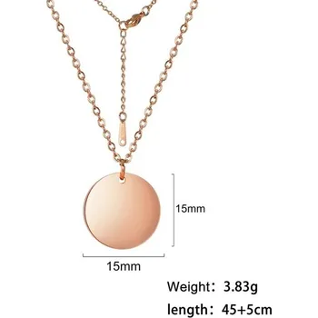 Náhrdelník Minimalistický náhrdelník s kulatým přívěskem | Dámský náhrdelník - 15mm růžové zlato , 45-50 cm