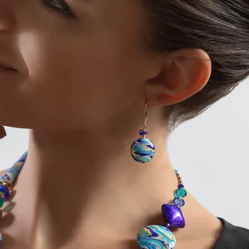 Náušnice Lampglas Náušnice Blue Dream s 24karátovým zlatem v perlách Lampglas Materiál zapínání náušnic: pozlacené stříbro Ag 925/1000