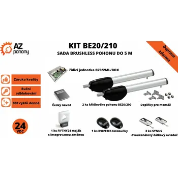 Pohon brány KIT BE20/210 - sada pohonu s technologií Brushless do 5,6 m
