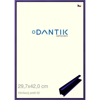 Rám na obraz DANTIK rámeček 29,7x42 | ALU profil 7002 modrá Azur matná (Plexi Čiré) (Vyrobeno s láskou u nás v DANTIKU)
