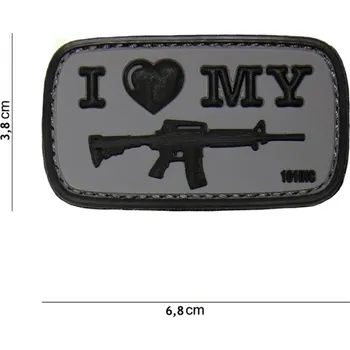 Nášivka 101 Inc. Company Nášivka na suchý zip I Love My M4 (plast 3D) - černá (101 INC)