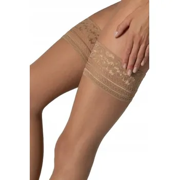 Dámské punčochy MONA Felice 15 DEN samodržící punčochy hladké krajka béžová 1/2 Beige