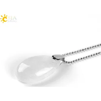 Přívěsek Minerální přívěsek ve tvaru vodní kapky | přívěsek, krystalový šperk - Čirý křišťálový řetěz