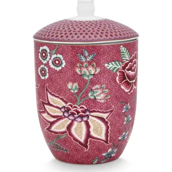 Váza PIP Studio Dóza s víčkem Flower Festival tmavě růžová 1.5ltr 51.009.036