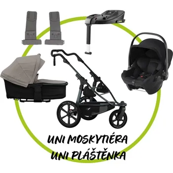 Kočárek TFK - Trends for Kids Akční set TFK Sport Pro podvozek 2025 + Hluboká korba kombi + Pláštěnka + Moskytiéra + adaptéry + Britax Römer Baby-Safe Core + isofix base