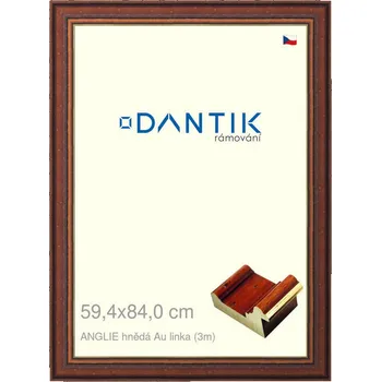 Rám na obraz DANTIK rámeček 59,4x84 | ANGLIE hnědá Au linka (Plexi Čiré) (Vyrobeno s láskou u nás v DANTIKU)
