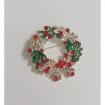 Brož Brož vánoční věneček s kamínky (zelený)