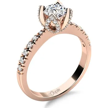 Prsten Couple, Třpytivý zásnubní prsten Romantico Ariadne, růžové zlato se zirkony, vel. 51, prům. 16.2 mm, 585-68-1-4268.4C00.0.51.001