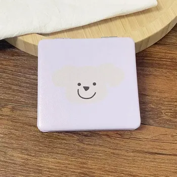 Kosmetické zrcátko Roztomilé skládací kapesní zrcátko na líčení | kapesní zrcátko, kosmetické zrcátko - fialový šťastný pes