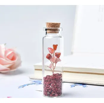 Strom štěstí v lahvičce s korkem | přírodní krystaly, dekorativní kámen - Červený jaspis