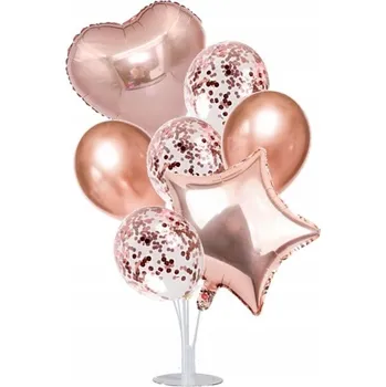 Balónek STOJAN + SADA BALÓNKŮ ROSE GOLD BALÓNKY konfety
