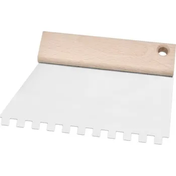 Malířská špachtle Ocelová trapézová zubová špachtle 185 mm, zub 6x6 mm, dřevěná rukojeť