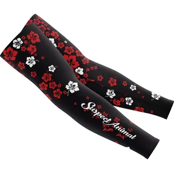 Cyklistické návleky Dámské cyklistické návleky na ruce FLOWERS černá/červená - Červená / L - XL