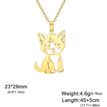 Náhrdelník Náhrdelník s kočkou z chirurgické oceli | dámský šperk - Zlatá barva