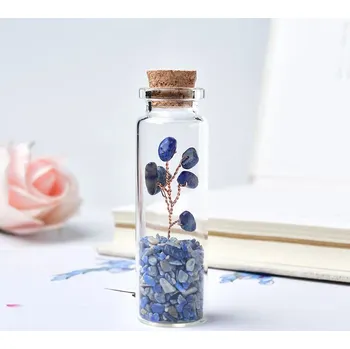 Strom štěstí v lahvičce s korkem | přírodní krystaly, dekorativní kámen - Lapis lazuli