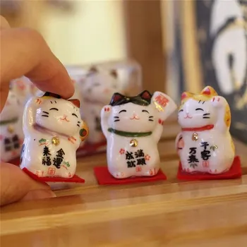 3 ks Keramická kočka pro štěstí maneki neko mini | Dekorace, ochranný amulet