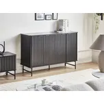 Komoda černá MDF dřevovláknitá deska 4dveřová skříňka úložný prostor moderní minimalistický design obývací pokoj Beliani