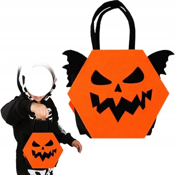 Nákupní taška Taška na bonbóny, sladkosti, halloweenská filcová taška s motivem dýně