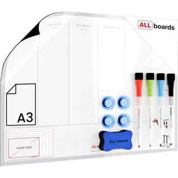 Allboards Magnetický týdenní plánovač A3 na lednici - Německá jazyková verze + DAREK ZDARMA DEPLA3W