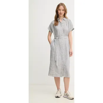 Dámské šaty Lněné šaty Tommy Hilfiger WW0WW44653 šedá 90X, vel. 34